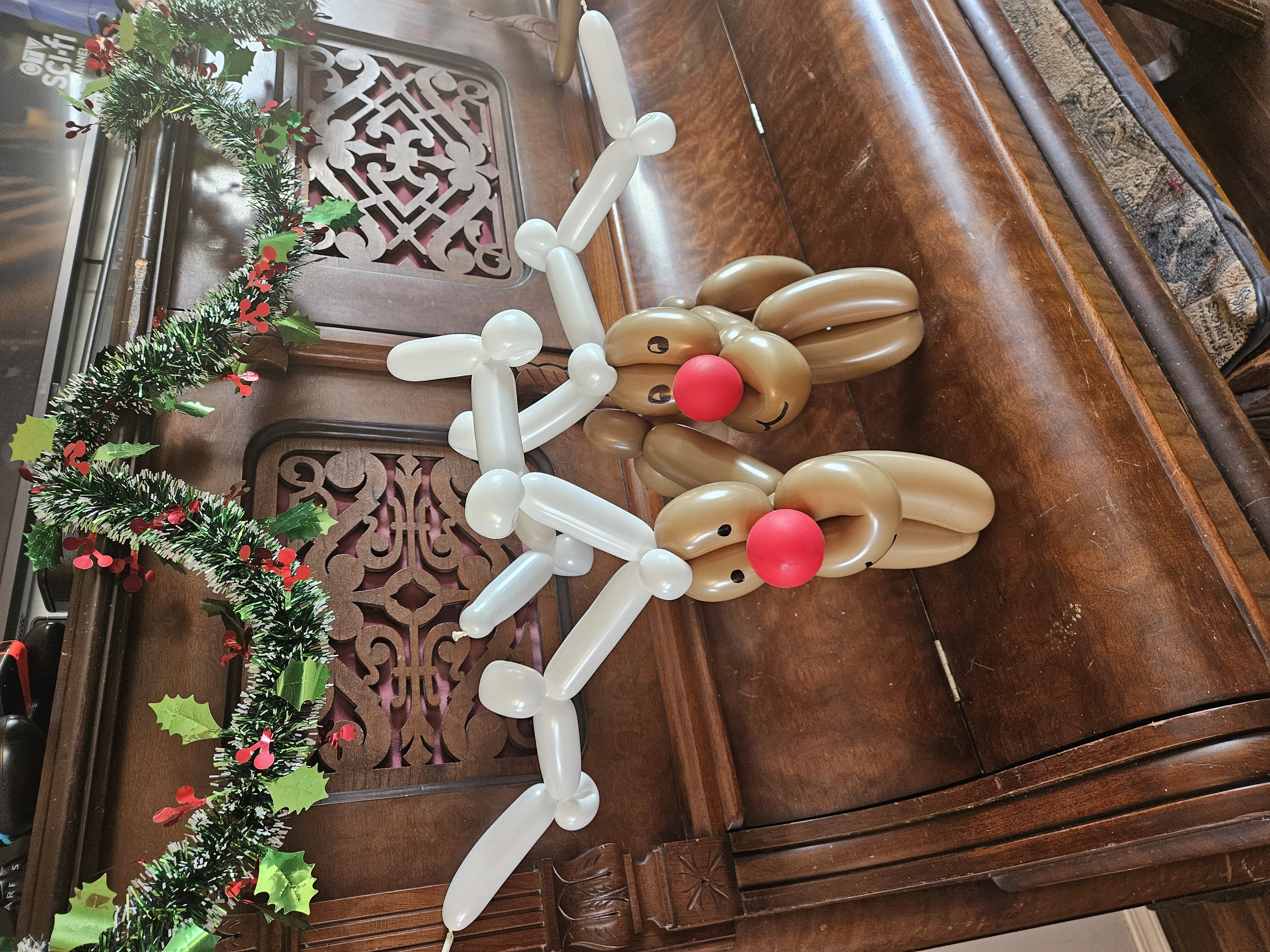 white antler balloon reindeers