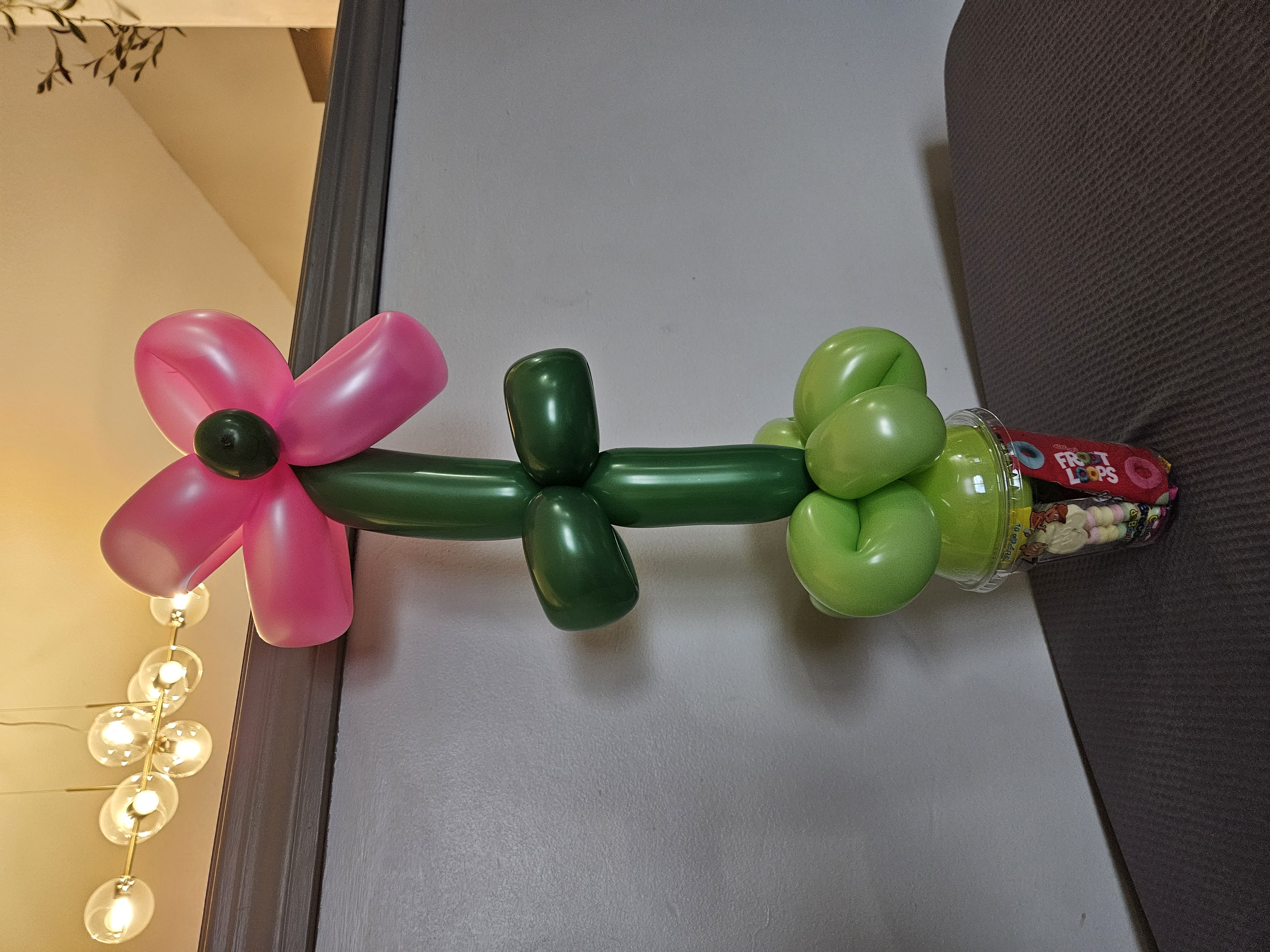 pink balloon flower on a candy cup