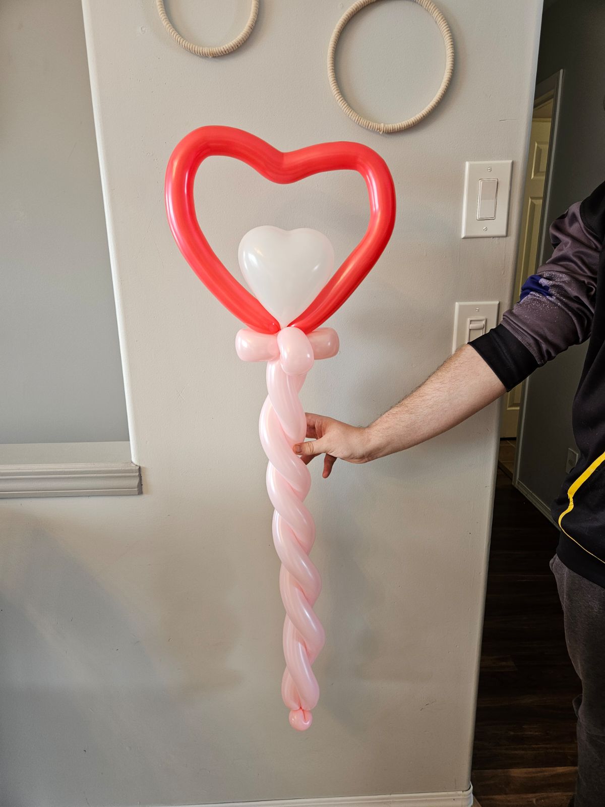 pink balloon heart cane