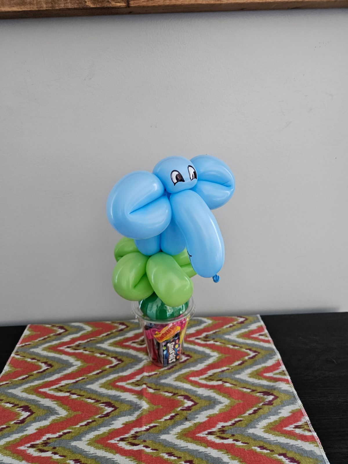 Balloon elephant on a candy cup